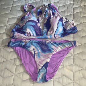 Becca bikini purple, orchid, blue swirl
